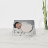 Carte De Remerciements Script moderne Photo religieuse Baptême (Devant)