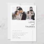 Carte De Remerciements Script moderne Romantique 3 Mariage photo (Dos)