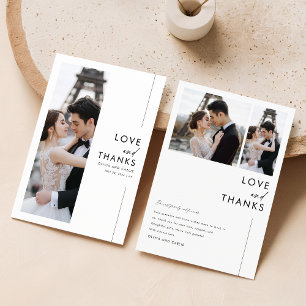 Carte De Remerciements Script moderne Romantique 3 Mariage photo