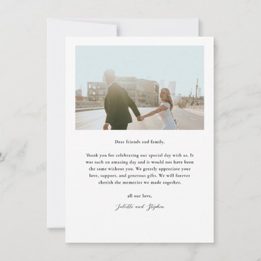 Carte De Remerciements Script moderne Simple 2 Mariage photo (Dos)