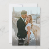 Carte De Remerciements Script moderne Simple 2 Mariage photo (Devant)