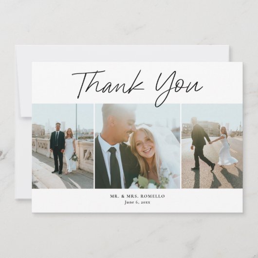 Carte De Remerciements Script moderne Simple 3 Mariage photo (Devant)