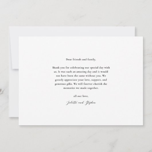 Carte De Remerciements Script moderne Simple 3 Mariage photo (Dos)