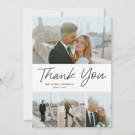 Carte De Remerciements Script moderne Simple 4 Mariage photo (Devant)