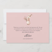 Carte De Remerciements Script moderne simple Blush rose Baby Girl (Dos)