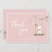 Carte De Remerciements Script moderne simple Dusty rose bébé fille (Devant / Derrière)