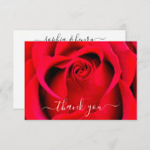 Carte De Remerciements Script moderne simple élégant Rose floral Mariage (Devant / Derrière)