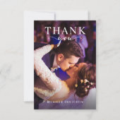 Carte De Remerciements Script moderne Simple Mariage Photo Élégant (Devant)