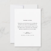 Carte De Remerciements Script moderne Simple Mariage Photo Élégant (Dos)