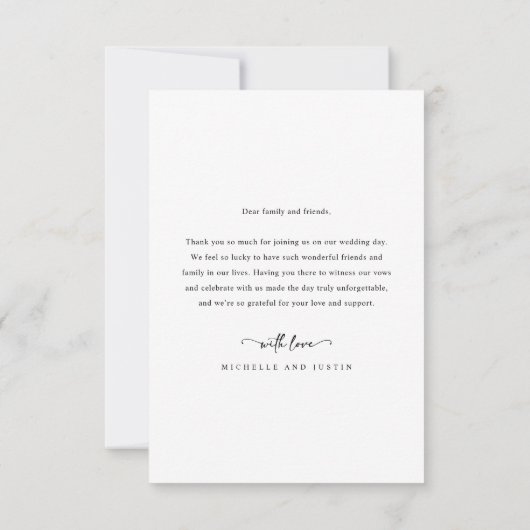 Carte De Remerciements Script moderne Simple Mariage Photo Élégant (Dos)