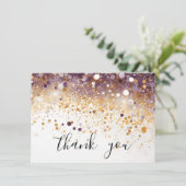 Carte De Remerciements Script moderne simple violet et séquence d'or (Debout devant)