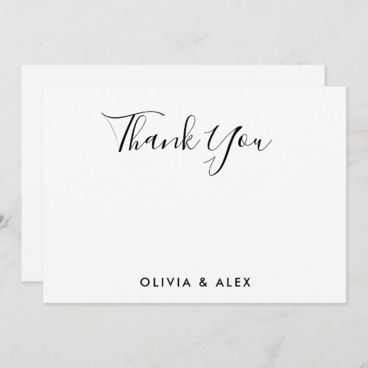 Carte De Remerciements Script noir moderne Mariage personnalisé (Devant / Derrière)