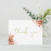 Carte De Remerciements Script or élégant floral rustique personnalisé (Debout devant)