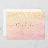 Carte De Remerciements Script Parties scintillant or élégant (Devant / Derrière)