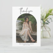 Carte De Remerciements Script photo de l'arc de Fête des mariées mariage (Debout devant)