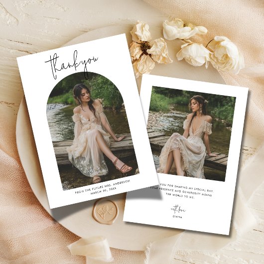 Carte De Remerciements Script photo de l'arc de Fête des mariées mariage