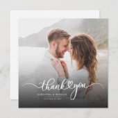 Carte De Remerciements Script photo de mariage élégant moderne (Devant / Derrière)