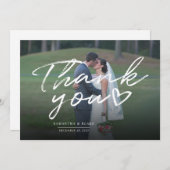 Carte De Remerciements Script photo Mariage moderne (Devant / Derrière)