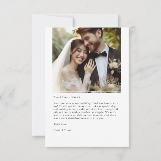 Carte De Remerciements Script photo Mariage simple et moderne (Dos)