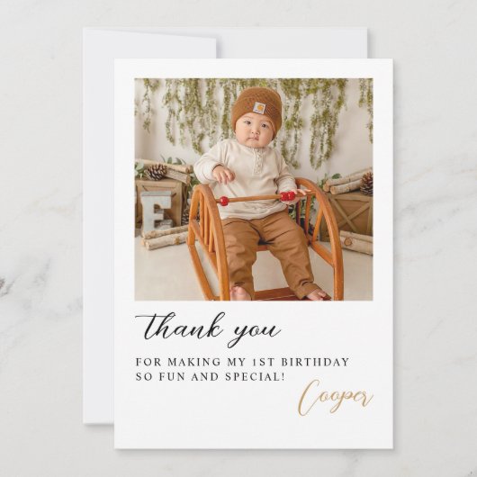 Carte De Remerciements Script photo moderne Anniversaire (Devant)