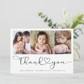 Carte De Remerciements Script photo multiple avec coeur Nouveau bébé phot (Debout devant)