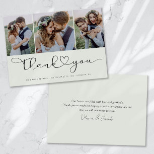 Carte De Remerciements Script photo multiple avec photo Mariage du coeur