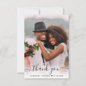 Carte De Remerciements Script Photo Overlay Cream Mariage (Devant)