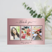 Carte De Remerciements Script photo rose pâle d'anniversaire (Debout devant)