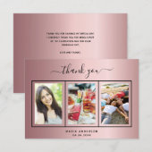 Carte De Remerciements Script photo rose pâle d'anniversaire (Devant / Derrière)