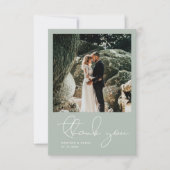 Carte De Remerciements Script Photo Simple Bleu Mariage Moderne Minimalis (Devant)