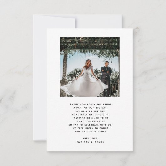 Carte De Remerciements Script Photo Simple Bleu Mariage Moderne Minimalis (Dos)