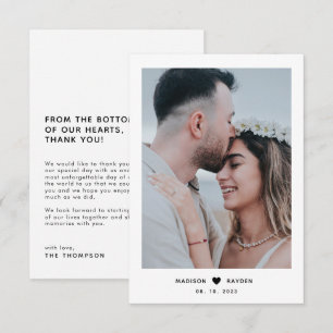Carte De Remerciements Script photo simple classique avec Mariage cardiaq
