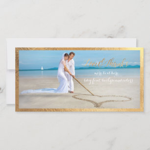 Carte De Remerciements Script PixDezines Gold/Love/Merci/photo mariage