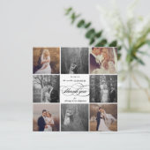 Carte De Remerciements Script romantique 8-Photo Design de mariage élégan (Debout devant)