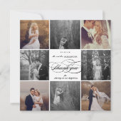 Carte De Remerciements Script romantique 8-Photo Design de mariage élégan (Devant)