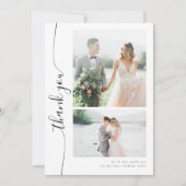 Carte De Remerciements Script romantique Mariage photo multiple (Devant)