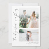 Carte De Remerciements Script romantique Mariage photo multiple (Devant)