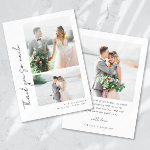 Carte De Remerciements Script romantique Mariage photo multiple
