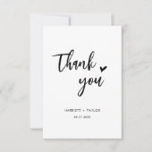 Carte De Remerciements Script romantique simple Coeur Mariage de message (Devant)