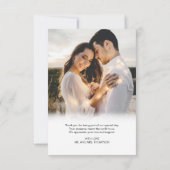 Carte De Remerciements Script romantique simple Coeur Mariage de message (Dos)