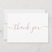 Carte De Remerciements Script Rose élégant et moderne simple (Devant)