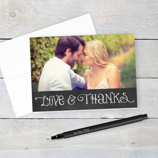 Carte De Remerciements Script rustique Chalkboard Mariage photo noir