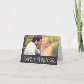 Carte De Remerciements Script rustique Chalkboard Mariage photo noir (Devant)
