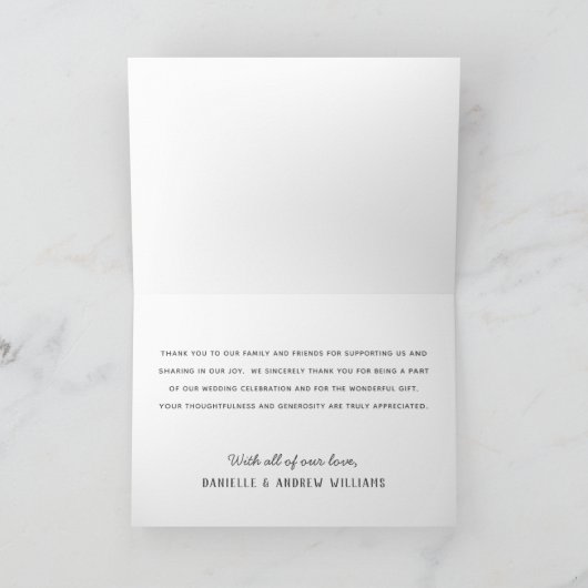 Carte De Remerciements Script rustique noir tableau noir Mariage photo (Intérieur)