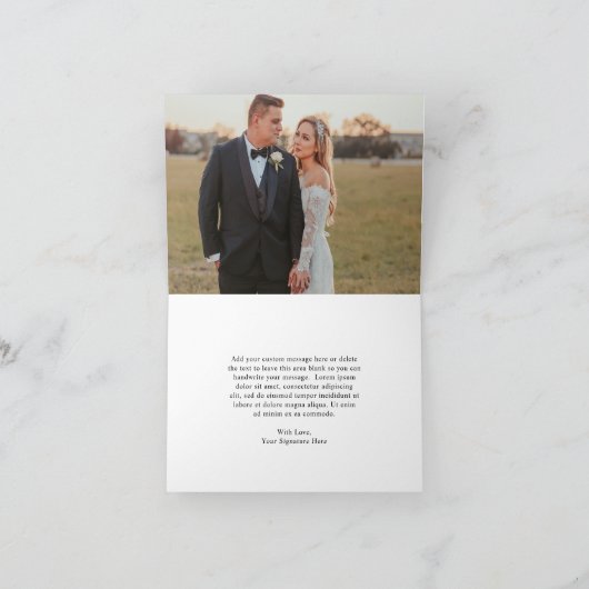 Carte De Remerciements Script rustique Photo Mariage moderne (Intérieur)