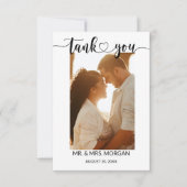 Carte De Remerciements Script simple avec coeur et photo | MARIAGE (Devant)