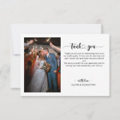 Carte De Remerciements Script simple avec coeur et photo | MARIAGE (Dos)