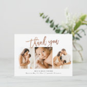 Carte De Remerciements Script simple Baby 3 photo état de naissance (Debout devant)