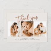 Carte De Remerciements Script simple Baby 3 photo état de naissance (Devant / Derrière)