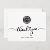 Carte De Remerciements Script simple de logo d'entreprise (Devant / Derrière)